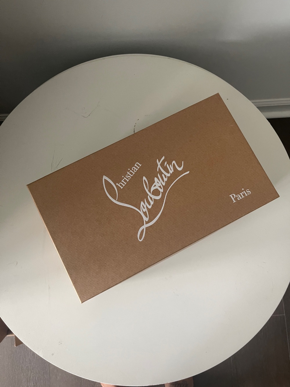 Christian Louboutin Men’s Navy Patterned and White Spike-Stud Sneakers - Picture 3 of 5